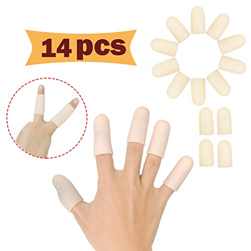Gel Finger Cots, Finger Protector Support(14 PCS Short) New Material Finger Sleeves Great