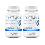FOLATE MAXX L-Methylfolate Supplement (1mg) - Professional Strength with Optimized Bioactive Methylfolate - 5 MTHF - Non-GMO, Gluten Free, Soy Free, GMP - 180 Vegetarian Unflavored Capsules
