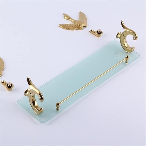 Miniatura 9 de BAHELS Estante de cristal de cisne para ducha, juego de accesorios de baño, montaje en la pared, 19.7 in, soporte de una sola capa, organizador de