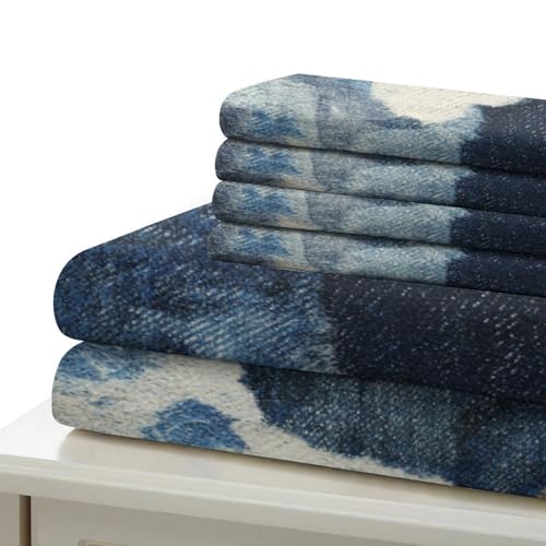 Housse de couette design moderne texturé bleu effet 3D confort