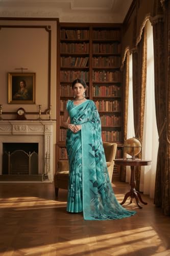 Image of Yashika Women's Georgette Printed Saree with Blouse Piece for Traditional Ethinic Wear Sari