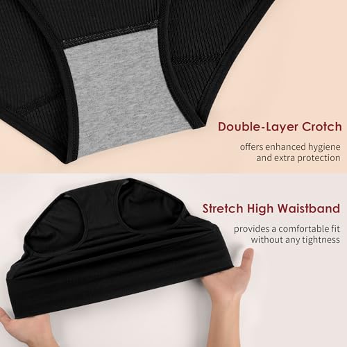 Image of Womens Underwear Full Coverage Panties for Ladies Soft Breathable Cotton Briefs High Waisted Hipster