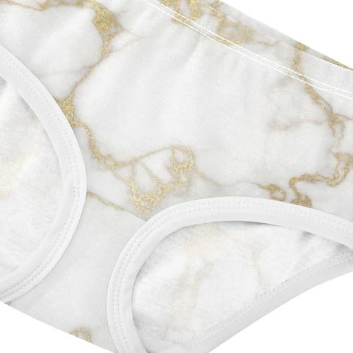 Aesthetic Toddler Girls Underwear 2t Cotton Little Girl Panties White Marble Texture Gold Veins Underpants Briefs4