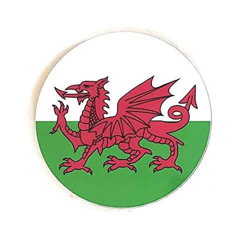 Round Single Glossy Coaster - Welsh Flag Design - Y Ddraig Goch - Quirky Birthday Gift for Him/her - Made in UK. (1) Cover