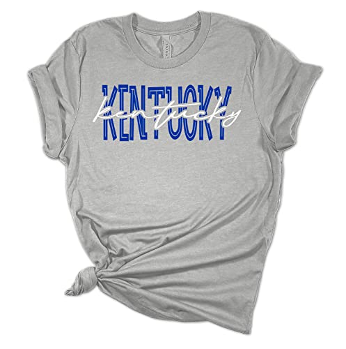 Trenz Shirt Company Women's Kentucky Team Color Blue and White Football Team Name Cursive Short Sleeve Graphic T-Shirt - Athletic Grey - XL