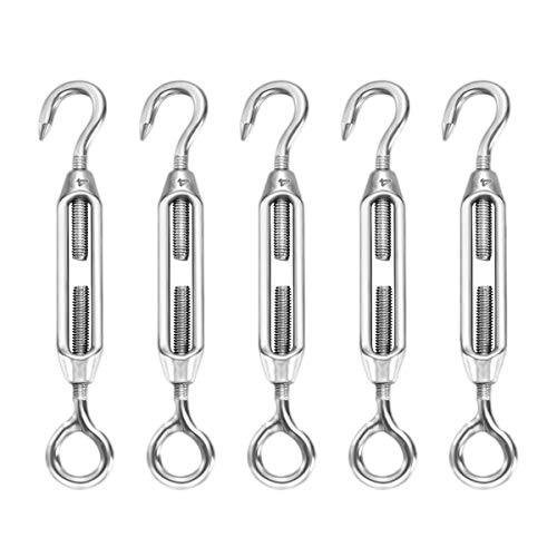 Yardwe 8 Piezas Tensor de cable de acero inoxidable Tensores Gancho Ropetension Tensor de cadenas (Plata)