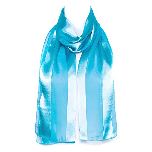Hat To Socks Foulard en Mousseline de Satin Élégante avec Motif Uni (Turquoise) Cover