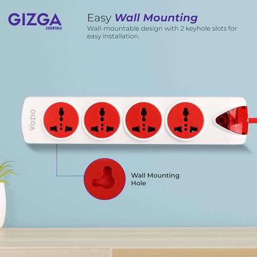 Image of Gizga Essentials 1500W /6A Multi Plug Extension Board with 4 Universal Sockets for Office & Home Appliances, Fuse Protector, Power Indicator, 1.5M Cord, Durable Switch, Flame Retardant Material