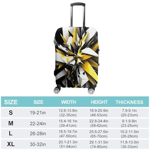 Abstract Black White Yellow Luggage Cover, Washable Elastic Suitcase Cover Protector Fit 18-32 Inch Luggage2