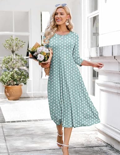 Image of HOTOUCH Women's 3 /4 Sleeve A-line and Flare Midi Long Dress