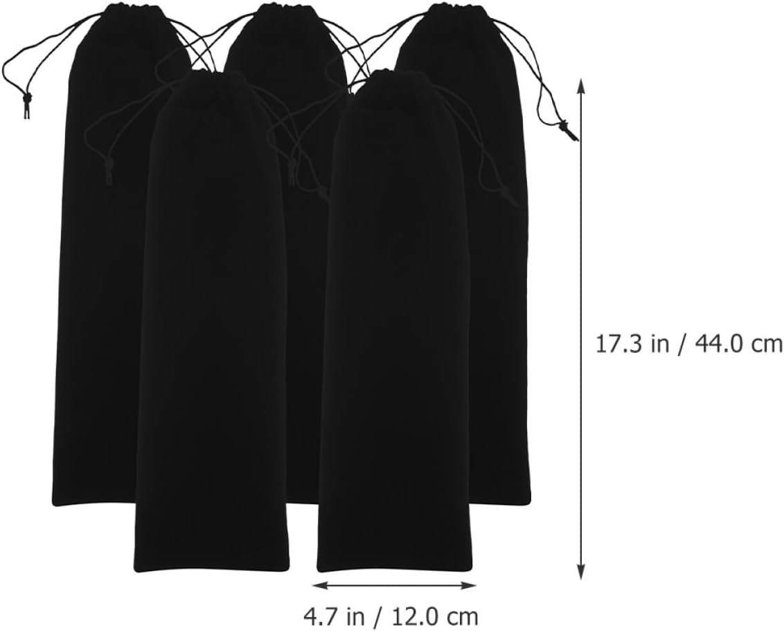 5pcs Velvet Curling Iron Organizer Bags 12x44cm Drawstring Hair Tool Storage Pouches Portable Travel Hair Straightener and Curling Iron Holder with Lanyard
