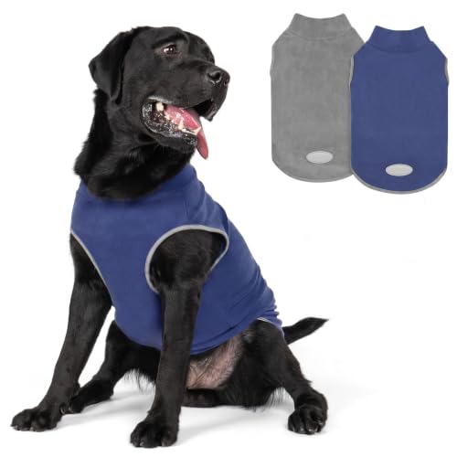 Image of cyeollo 2 Pack Fleece Dog Sweater Pullover Lightweight Reflective Jacket