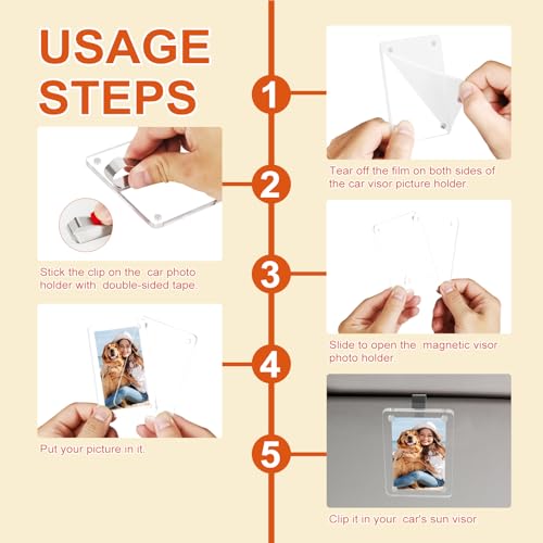 KEYHELP 1Pc Car Photo Holder, Acrylic Magnetic Picture Holder Car Accessories Car Visor Clip, Personalized Car Picture Frame, Suitable for Adding Family or Personal Photos（Transparent） by KEYHELP - Image 6