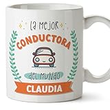MUGFFINS Tazas Personalizadas para CONDUCTORA mujer - En Español - Mejor del mundo - Con dibujo - 11 oz / 330 ml - Regalo Personalizable original y divertido