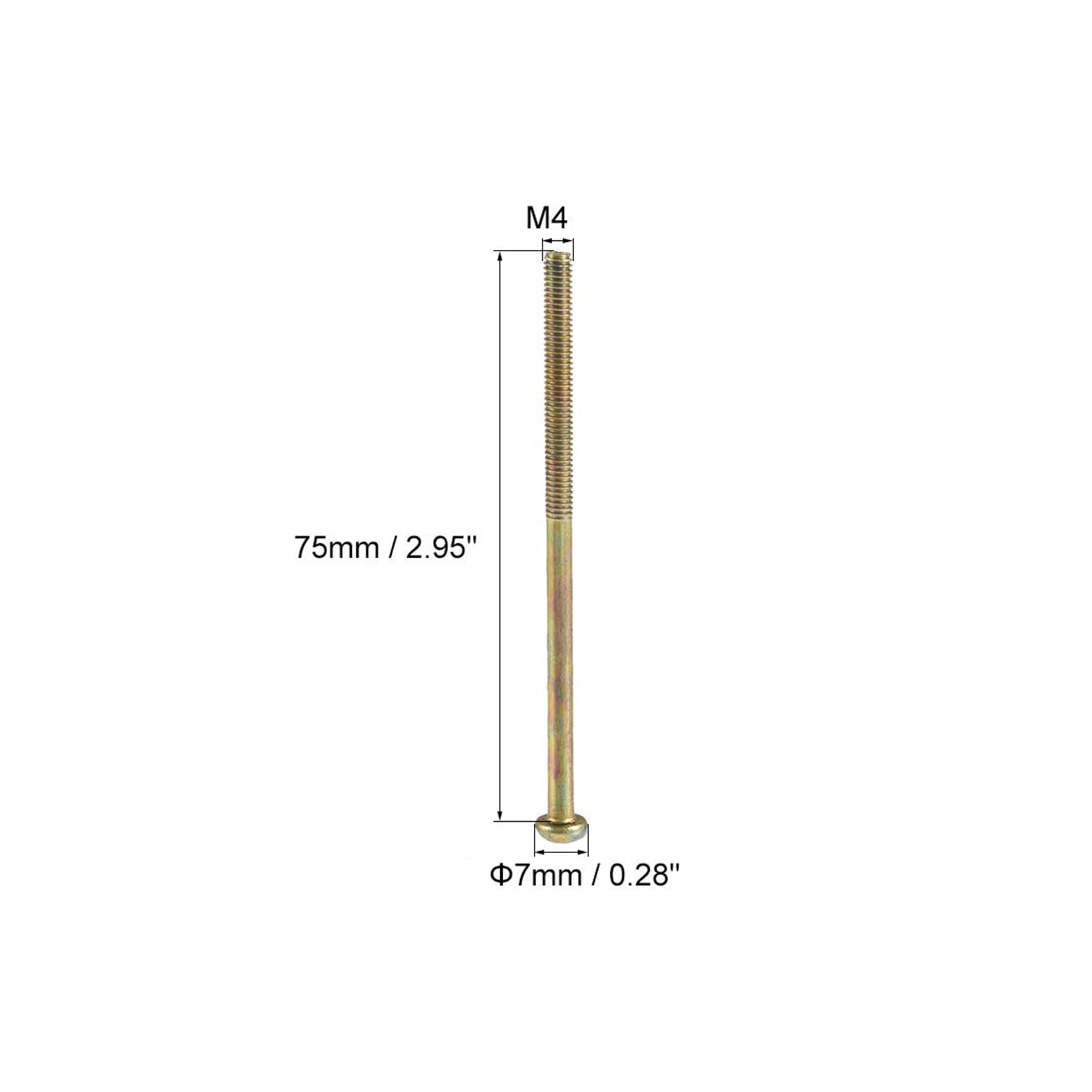 MACHSWON M4x75mm Male Thread Phillips Pan Head Machine Bolt Screw Round Head Cross Screw for Double Bed Furniture TV Rack Wall Hanging 5pcs - Image 3