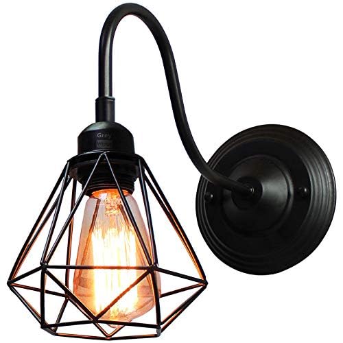 Image of GreyWings Geometric Black Metal Wall Light, Modern Industrial Decorative Sconce,(Bulb not Included) Small Pack of 2