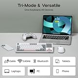 EPOMAKER TH87 Wireless Mechanical Keyboard with 10000mAh Battery, BT/2.4GHz/Wired, Hot Swap, PBT Keycap, RGB Backlit, TKL Gaming Keyboard, UK ISO Layout (White, Creamy Jade) - Image 6