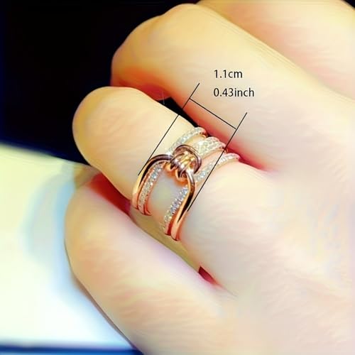 Gold Plated Inlaid Shining Cubic Zirconia Cute Knot Design Engagement Rings Wedding Bridal Band Promise Rings Evening Parties Anniversary Valentine's Day Gifts Eternity Bands for Women3