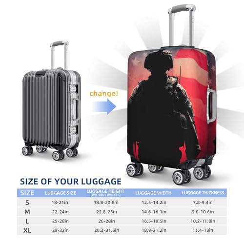 Luggage Cover Washable Elastic Suitcase Covers American Flag Soldier Travel Baggage Cover Fashion Anti-scratch Suitcase Protector Decoraitve Covers Fits 18-32 Inch Luggages Small2