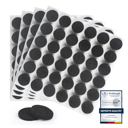 moinkerin 144 Pièces Patins Feutre Autocollant 15mm Patin Chaise Feutre 5mm Tampon Meuble Patins...