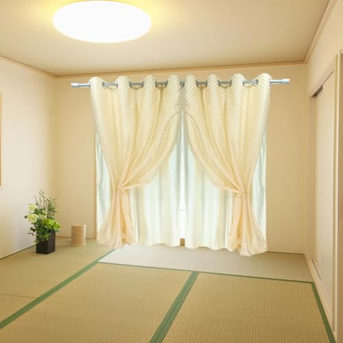 Image of Double Curtains 2 in 1 Embroidery Transparent Curtain with 80% Blackout Curtain Best for Every Interior Living Grommet(Brown 5 feet Set 2)