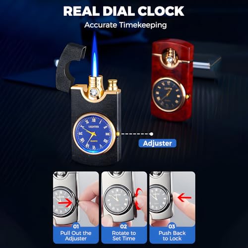 Encendedor antorcha resistente al viento con reloj miniatura 6