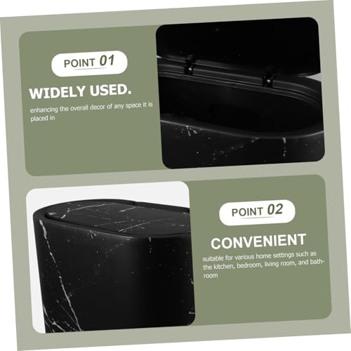 Basurero compacto rectangular negro para baño y cocina miniatura 3