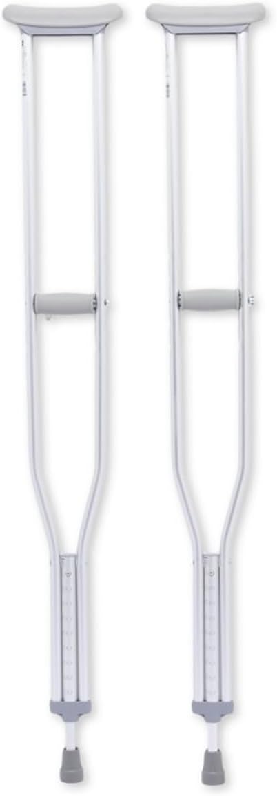 Medline Aluminum Crutches for Kids, Adults & Seniors, Walking Aid, 300 LB Weight Capacity,1 Pair, Fitting 5'10" - 6'6"