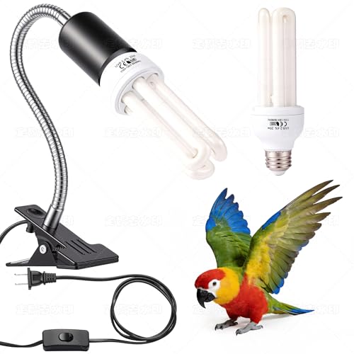 HarmonyHome Bird Cage UVB Light Combo Kit, AvianSun Lamp 2.4% UVB UVA 20W Compact Fluorescent Bulb for All Kinds Captive Birds