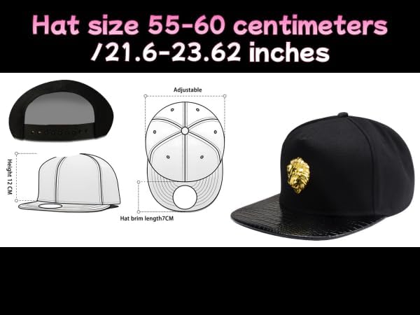 Lion Head Hip Hop Flat Brimmed Hat Men's Baseball Hat with Gold Lion Badge, Metal Badge Street Rap Men's - Image 5