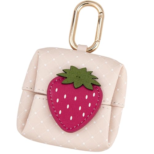 OSALADI Estuche para Auriculares y Monedero Pequeño de Cuero Microfibra Beige con Forma de Fruta de Dibujos Animados, Organizador Creativo y Portátil para Oficina y Compras