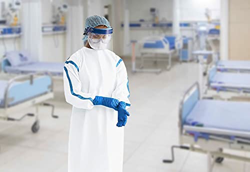 EZGOODZ Vestidos de isolamento descartáveis médios, pacote com 5 vestidos descartáveis brancos com m