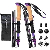 BISINNA Carbon Fiber Trekking Poles Collapsible Hiking Poles Lightweight Walking Sticks with Cork Handle Quick Lock for Women and Men 2pc
