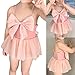 Summer Pink Fashion Girls Sling Big Bow Knot Mesh Dress Swimsuit Boys Swimming Trunks (Pink, 6-12 Months)