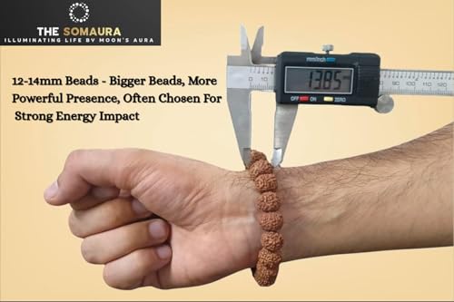 Image of Certified 7 Mukhi Nepali MahaLakshmi Siddh Rudraksha Bracelet for Men & Women | Brings Positive Energy ,Wealth & Success | Spiritual Healing Stretchable Divine Astrology Bracelet | AAA Grade Hand Picked 15 mm Rudraksha Beads - No Artificial Colors | Shani Dosha Remedy