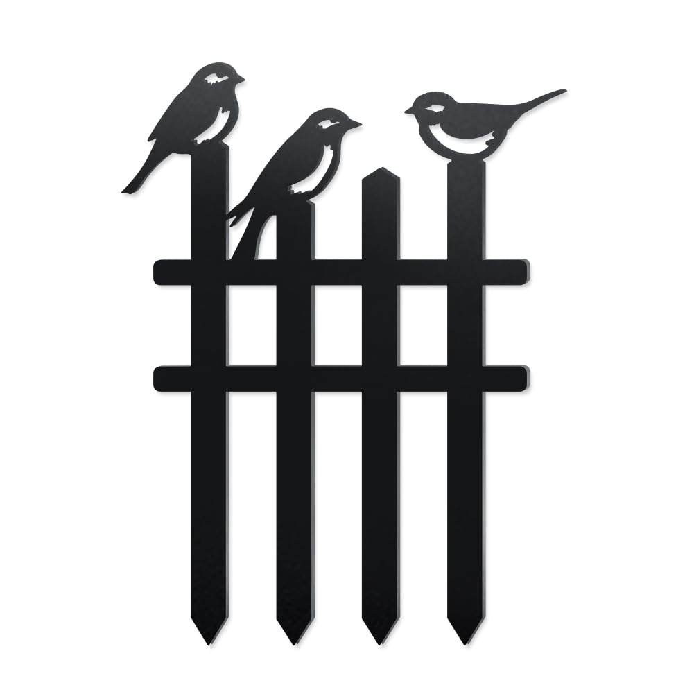 WADORN Birds Metal Decorative Garden Stakes, Funny Bird on Fence Metal Outdoor Statues Weatherproof Garden Decoration Ornament Gifts Animal Outdoor Yard Decor for Backyard Pathway Patio Lawn Walkways