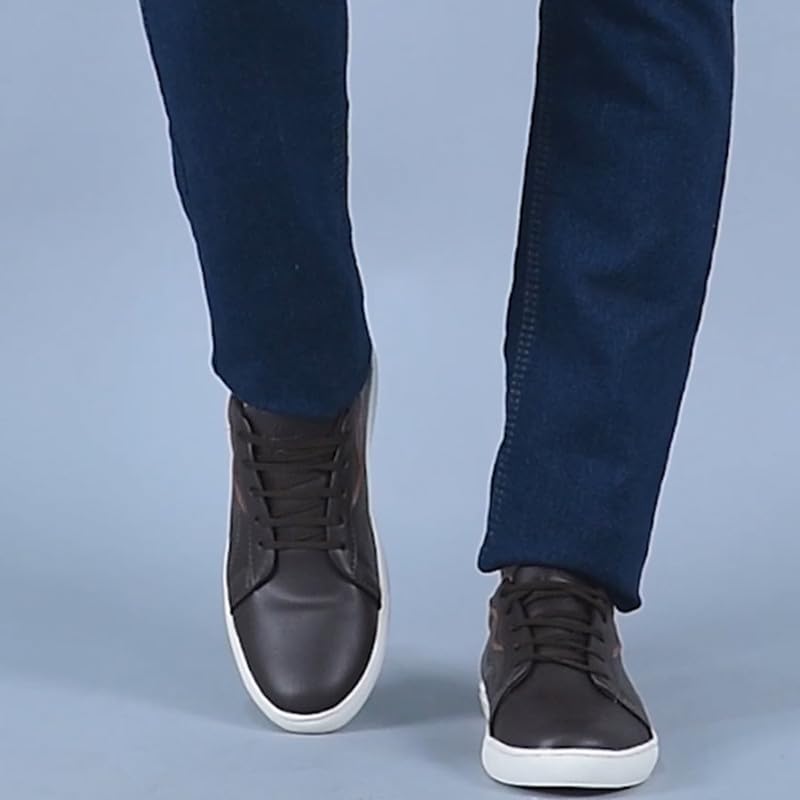 Image of FAUSTO Men's Classic Lace Up Elevated Look Sneaker Shoes with Contrast Sole|Low Ankle|Casual Shoe