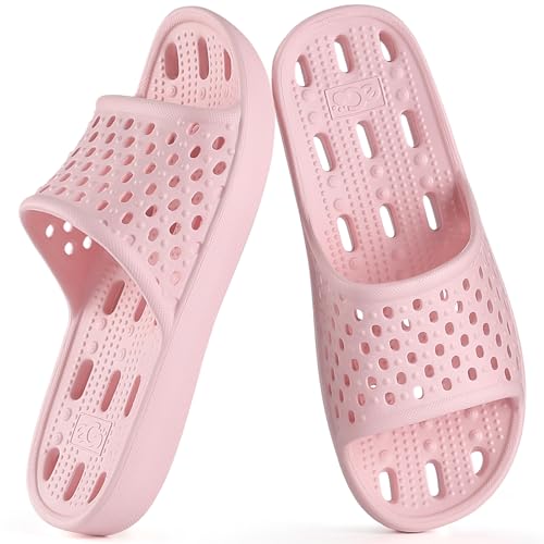 Image of Aoowoll Mens Shower Shoes With Holes Dry Quickly Bath Slippers Womens Non Slip Indoor Home Bedroom Pool Spa Guest College Dorm