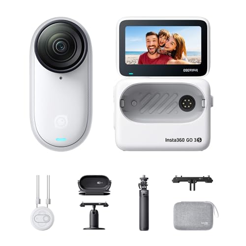 Image of Insta360 GO 3S - 128 GB Family Bundle White 4K Tiny Portable Vlogging Camera, Hands-Free POVs, Mount Anywhere, Stabilization, 140 Min Battery Life, 10m Waterproof, Pet POV