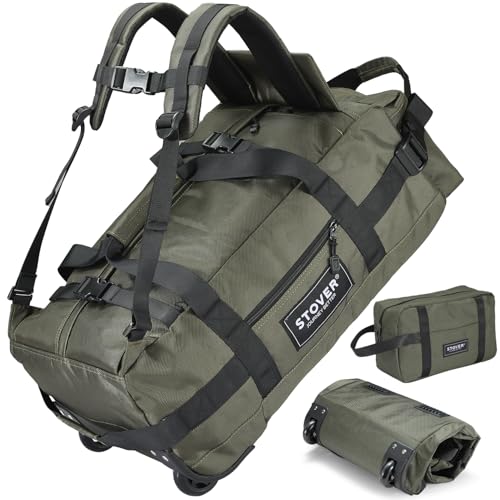 STOVER 45/80/100L Carry-On Rolling Duffel Bag with Wheels, Medium Durable Travel Duffle w/Toiletry...