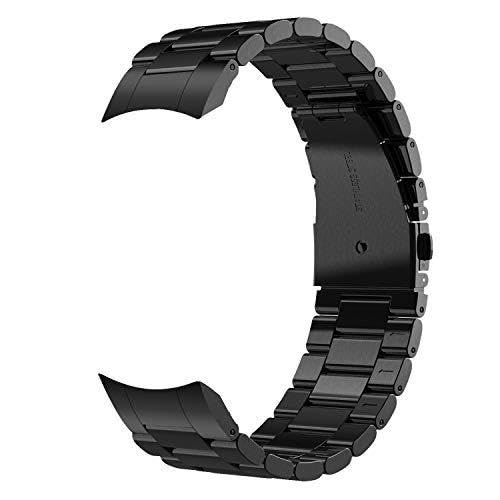 V-MORO No Gaps Strap Compatible with Galaxy Watch 46mm(2019) Band Men with Clips Black Metal Stainless Steel Bracelet for Galaxy Watch 46mm(2019) Watch