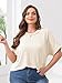 DOMODO Womens Plus Size Tops Short Sleeve Shirts Dressy Ribbed High Low Hem T-Shirts Summer Elegant Crewneck Loose Tunics Beige X-Large