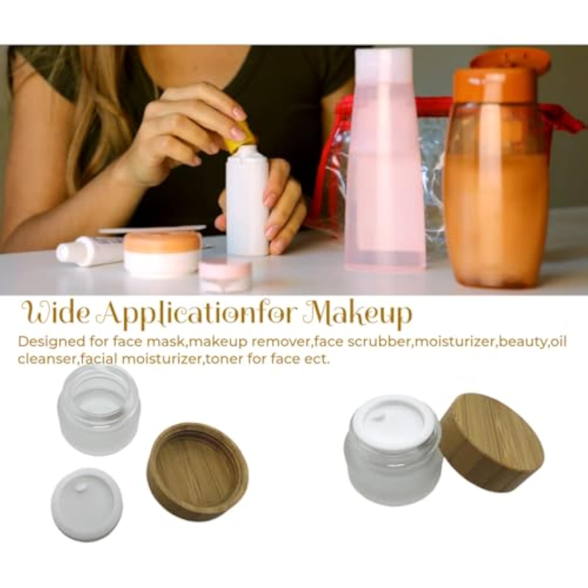 4 Pack Empty Frosted Glass Cosmetic Jars, 10g