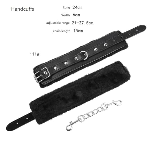 Leather Soft Handcuff Bracelet - Adjustable Link Hook - Perfect Accessory for Women/Men - Great for Cosplay Jewelry Set4