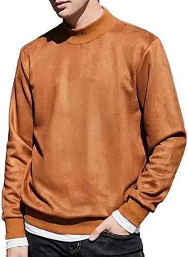 COOFANDY Men's Plain Crew-Neck Sweatshirt Vintage Aesthetic Sweatshirts Fitted Pullover Brown