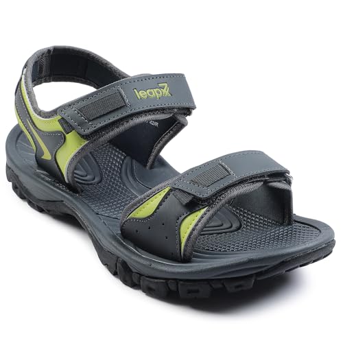 Image of Liberty Leap7x XYLO-M1E Men Sporty Casual Sandals, Grey - Sporty Look Sandals for Men with Velcro Strap - Stylish Sandal for Man - Lightweight and Comfortable Footwear