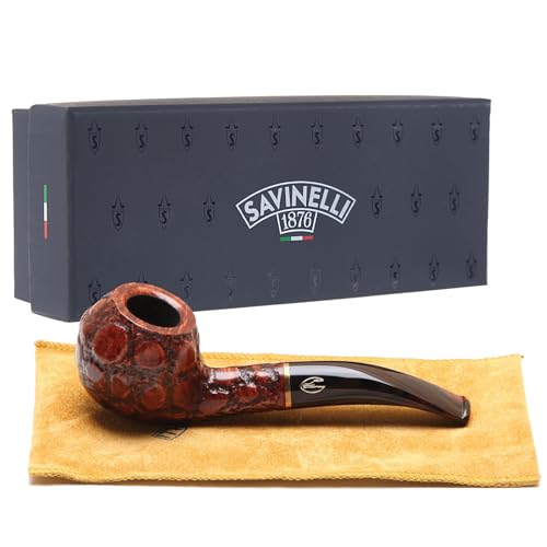 Savinelli Pipe Alligator Brown 673 en bruyère de luxe ciselée main
