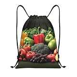 GTKSYNVE Fruits and vegetables Drawstring Backpack for Men Women Sports Sackpack Waterproof Gym Sack Draw String Cinch Bags Small