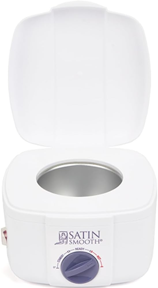 Máquina calentadora de cera única satinada para depilación, calentador SSW12C | Olla calentadora compacta con control de temperatura ajustable, ideal para depilación facial y corporal, incluye tapa, sin colorantes