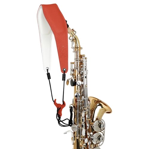 mioosho Leather Neck Strap Comfortable Saxophone Strap Adjustable Length Neck Padded Saxophone Strap Harnesses Neck Bands